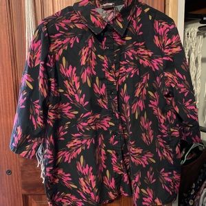 vintage short sleeve flower patterned blouse